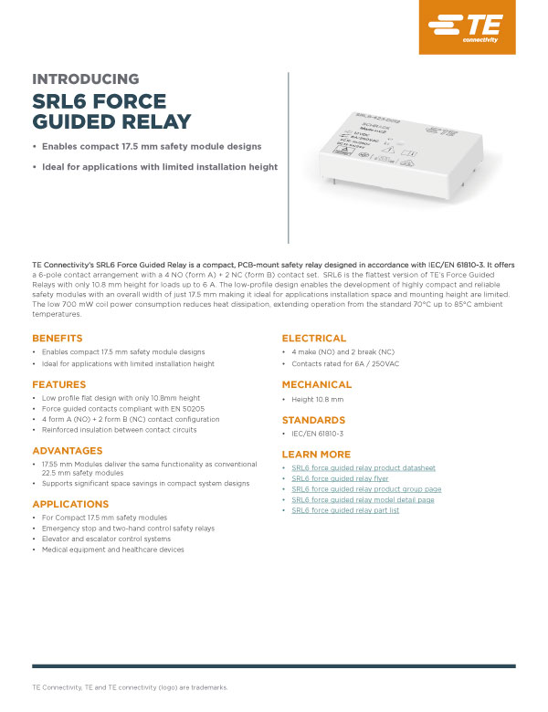SRL6 Force Guided Relayリーフレット